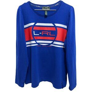 #848 LRL Lauren Active Graphic Long Sleeve Tee Blue&Red